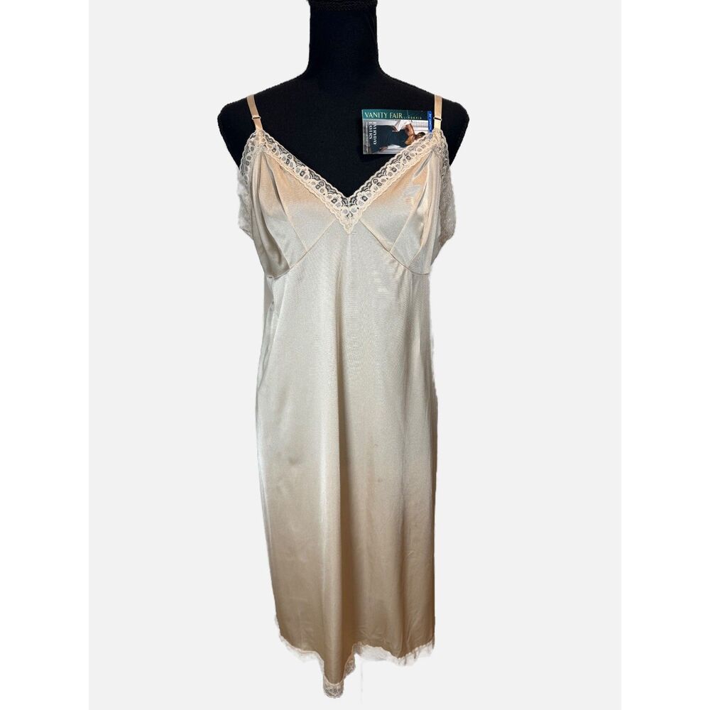 Vanity Fair Full Slip Dress Beige 26" Length Size XL NWT Layering Neutral
